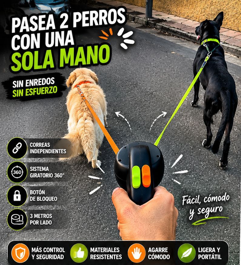 Correa Retráctil Automática de Doble Cabeza